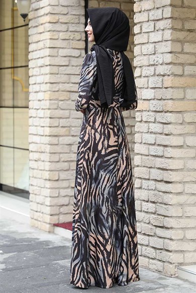 Pınar Şems Kışlık Zebra Elbise Mavi