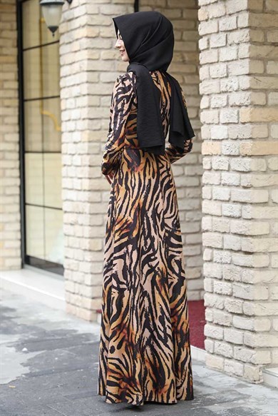 Pınar Şems Kışlık Zebra Elbise Sarı