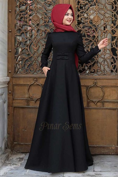 Pınar Şems Korsajlı Elbise Siyah