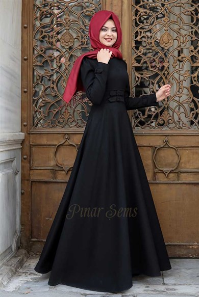 Pınar Şems Korsajlı Elbise Siyah