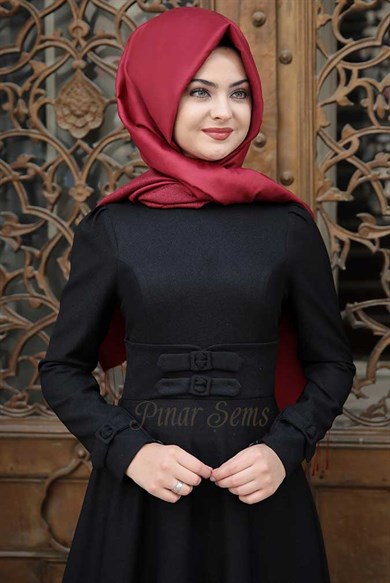 Pınar Şems Korsajlı Elbise Siyah