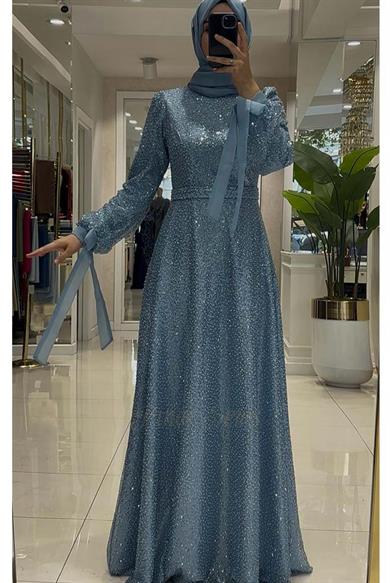 Pınar Şems Kuşaklı Deren Abiye Bebe Mavisi