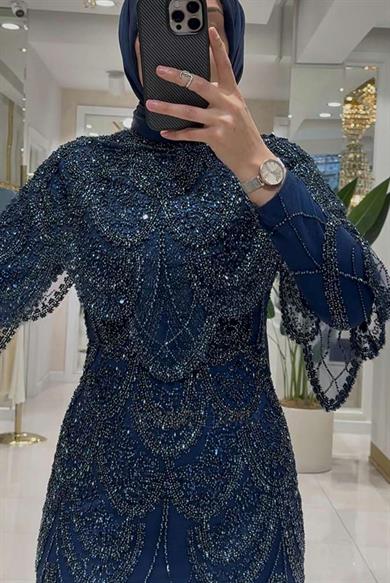 Pınar Şems Lavanta Abiye Lacivert