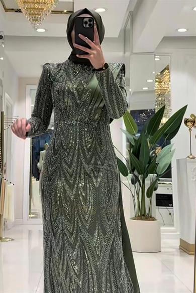 Pınar Şems Maral Abiye Ceviz Yeşili