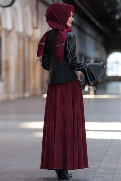 Pınar Şems Meltem Etek Bordo