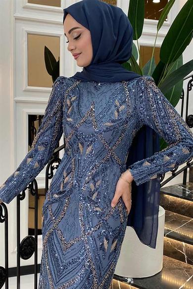 Pınar Şems Nigar Abiye İndigo