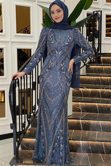 Pınar Şems Nigar Abiye İndigo