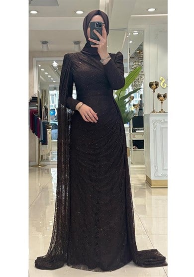 Pınar Şems Özdil Abiye Kahverengi