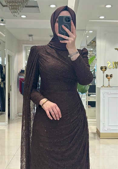 Pınar Şems Özdil Abiye Kahverengi