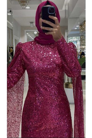 Pınar Şems Sürpriz Abiye Fuşya