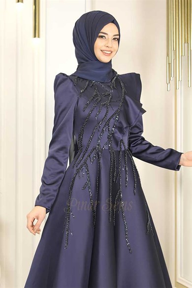 Pınar Şems Taçmin Abiye Lacivert