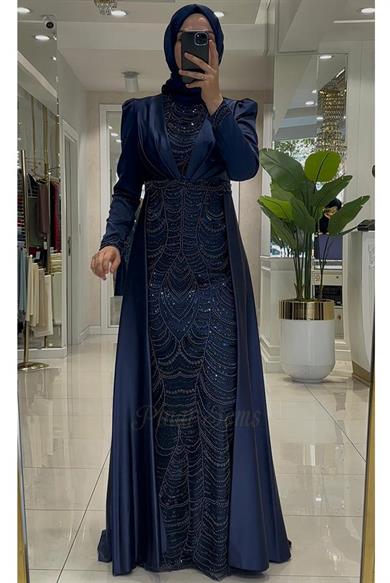 Pınar Şems Yeni İnci Abiye Lacivert