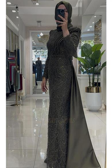 Pınar Şems Yeni Maral Abiye Ceviz Yeşili