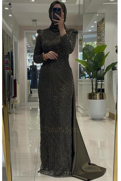 Pınar Şems Yeni Maral Abiye Ceviz Yeşili