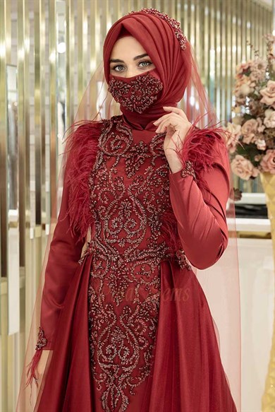 Pınar Şems Yeni Nevra Abiye Bordo