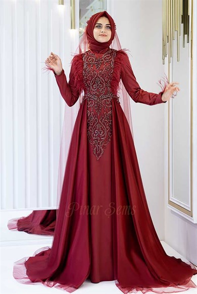 Pınar Şems Yeni Nevra Abiye Bordo