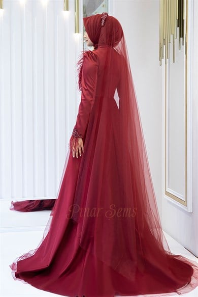 Pınar Şems Yeni Nevra Abiye Bordo