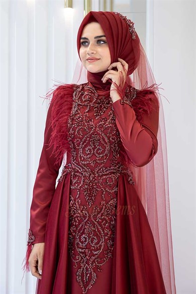 Pınar Şems Yeni Nevra Abiye Bordo