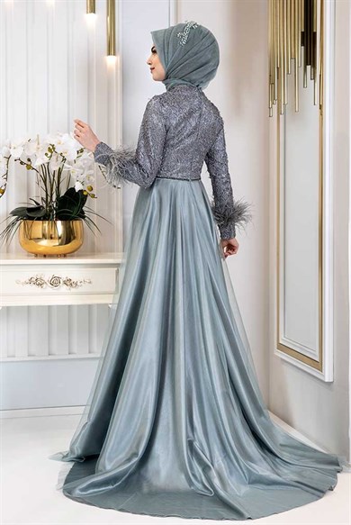 Pınar Şems Yeni Sarmaşık Abiye Antrasit