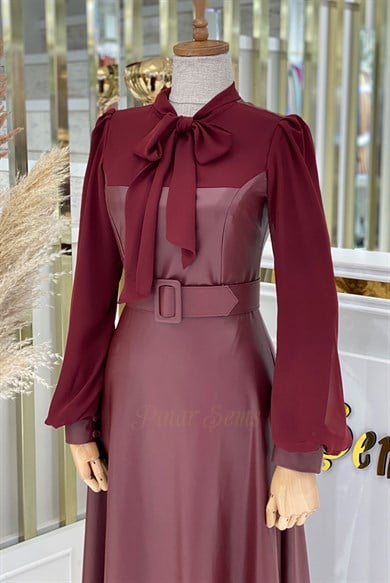 Pınar Şems Zeynep Elbise Bordo