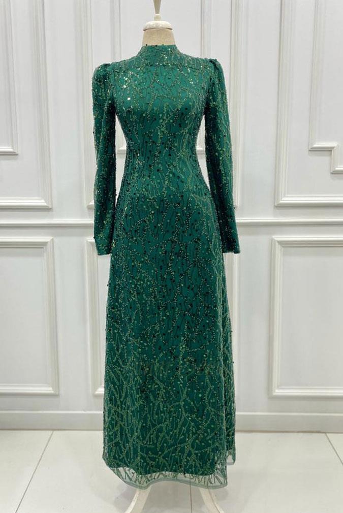 Pınar Şems Amber Abiye Zümrüt