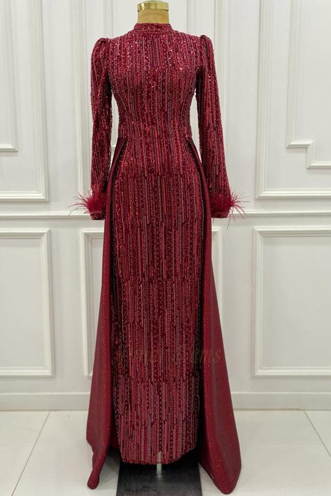 Pınar Şems Belfu Abiye Bordo