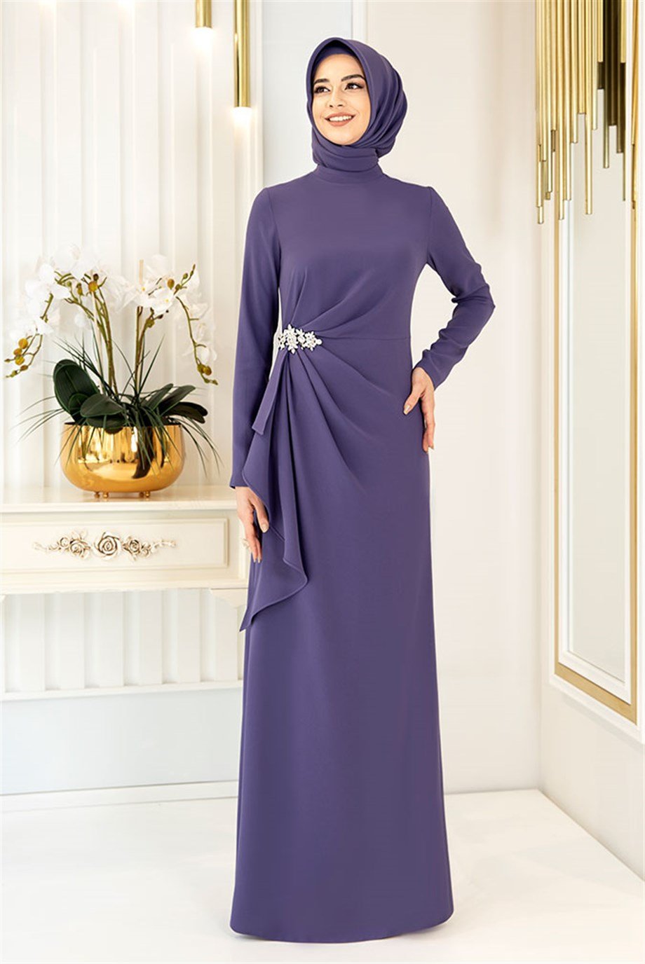 Pınar Şems Boncuka Elbise İndigo