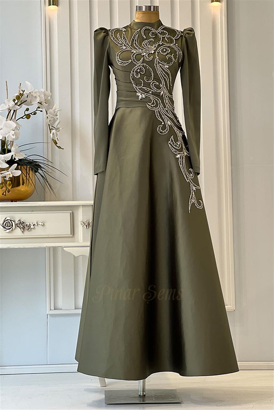 Pınar Şems Elisa Abiye Ceviz Yeşili