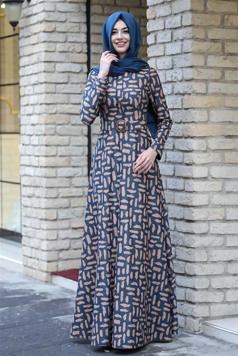 Pınar Şems Kışlık Leopar Elbise İndigo