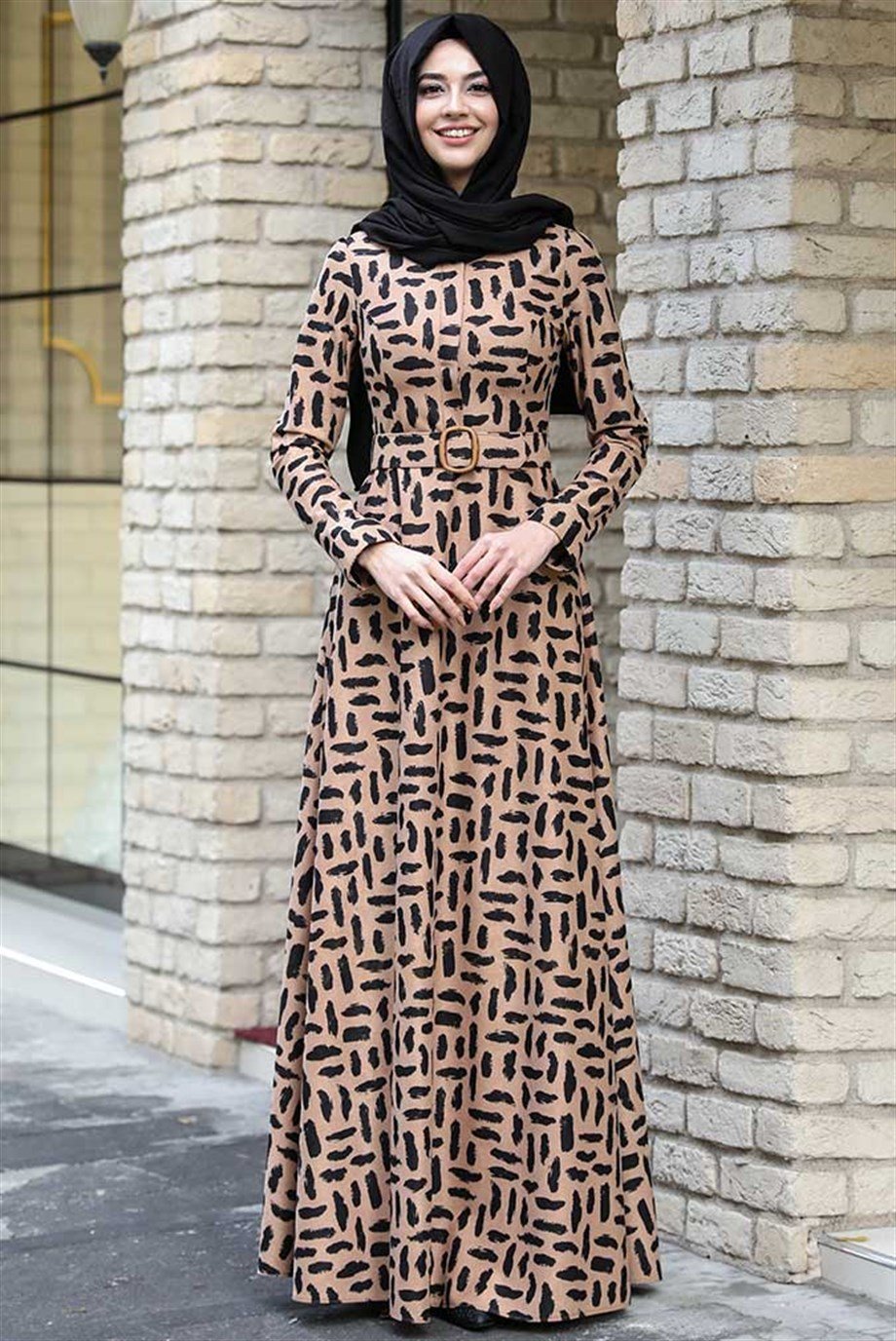 Pınar Şems Kışlık Leopar Elbise Vizon