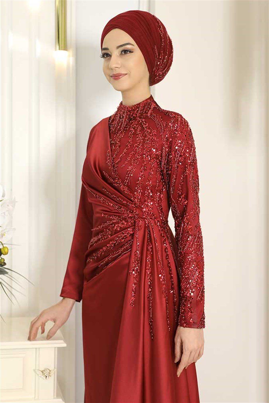 Pınar Şems Kristal Başlık Bordo