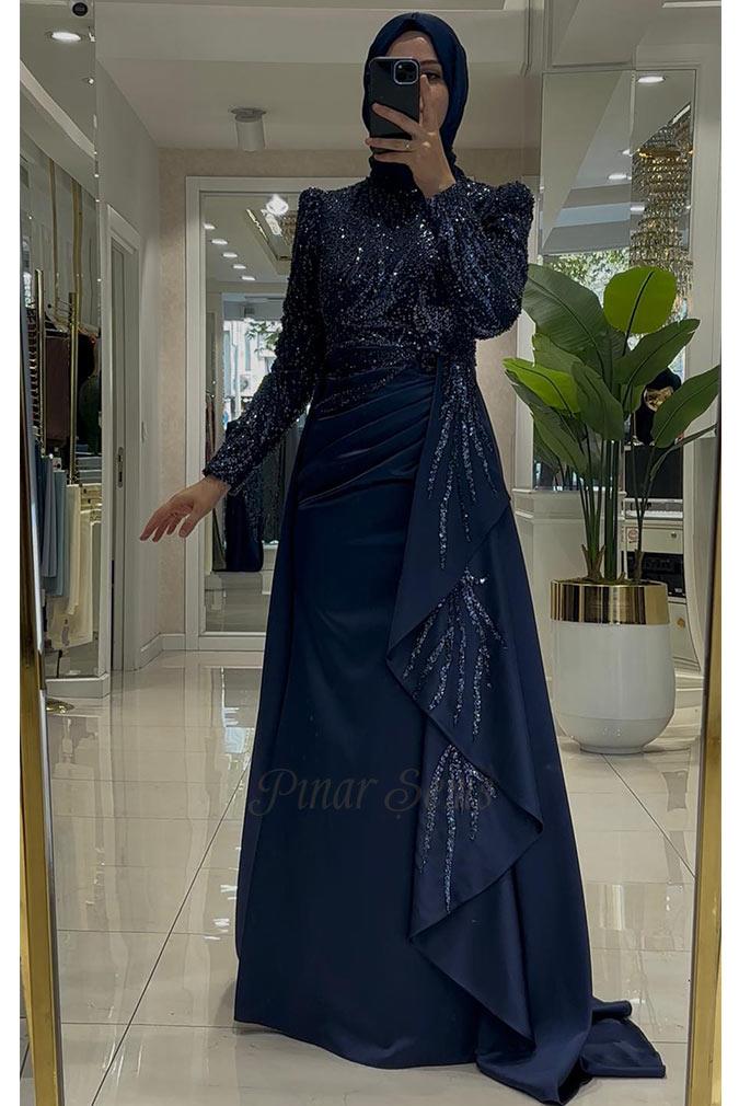 Pınar Şems Letafet Abiye Lacivert