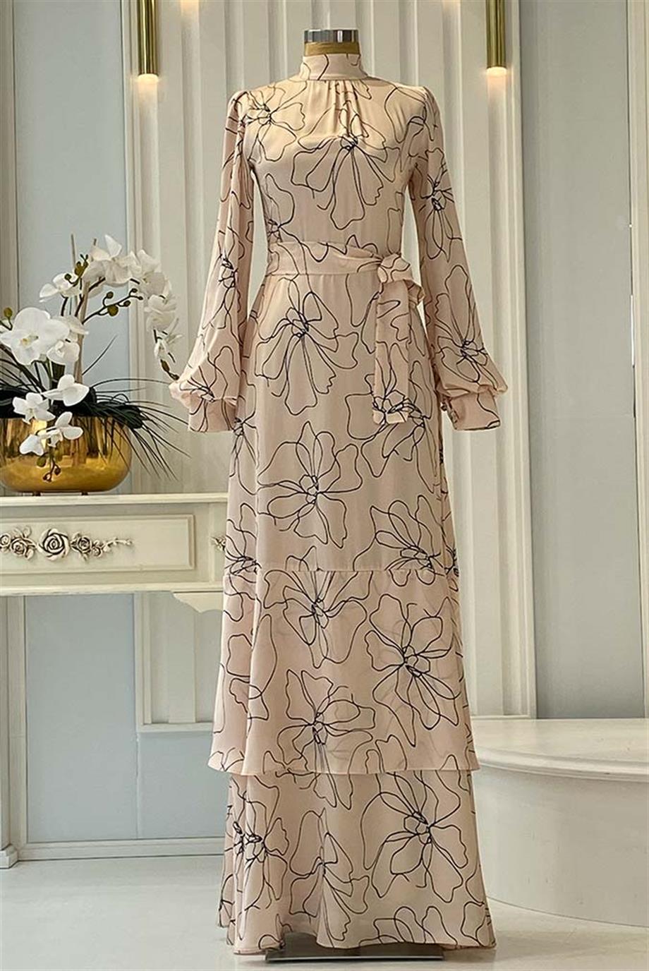 Pınar Şems Nilüfer Elbise Pudra