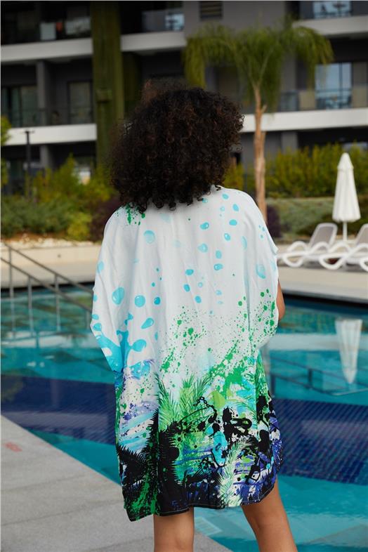  Gömlek Pareo – Mavi Renkli, Baskılı Tasarım