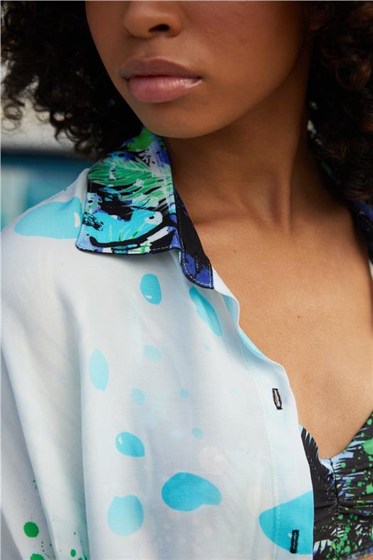  Gömlek Pareo – Mavi Renkli, Baskılı Tasarım