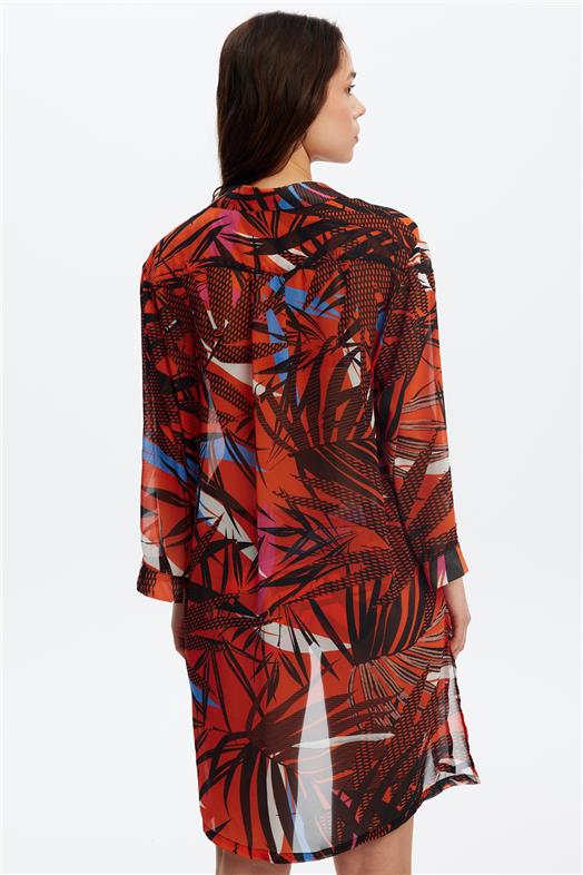  Gömlek Pareo – Turuncu Renkli, Baskılı Tasarım