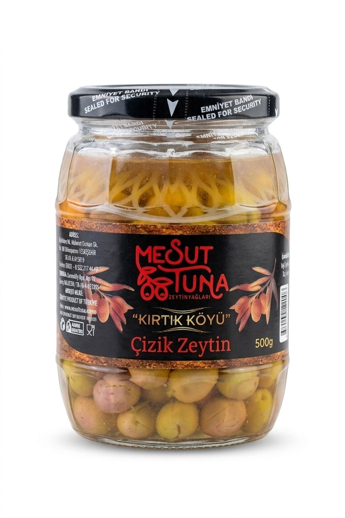 Yeşil Çizik Zeytin 500 cc Cam Kavanoz