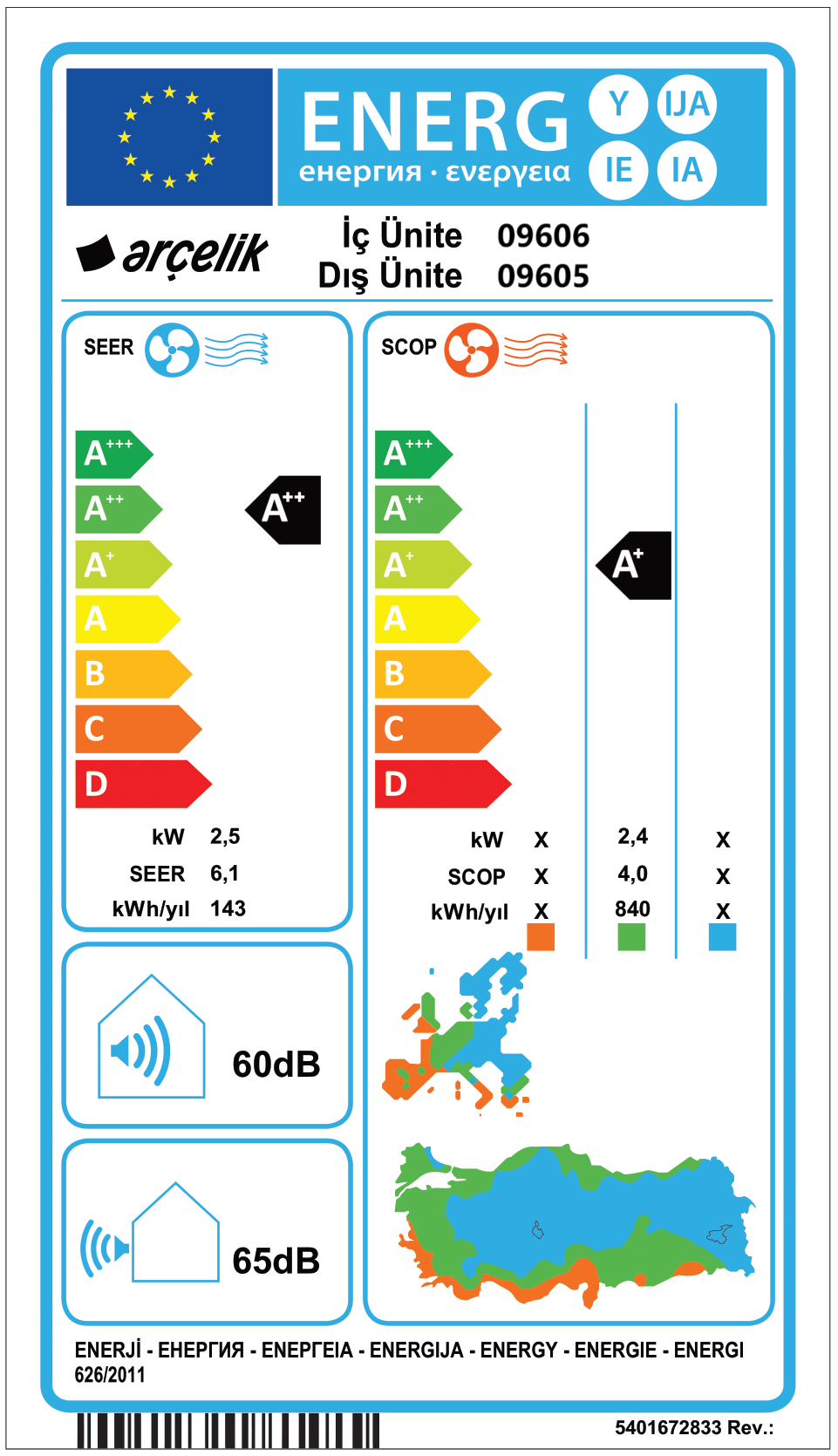 Arçelik 09605 Neo Inverter A++ 9000 BTU Duvar Tipi Klima