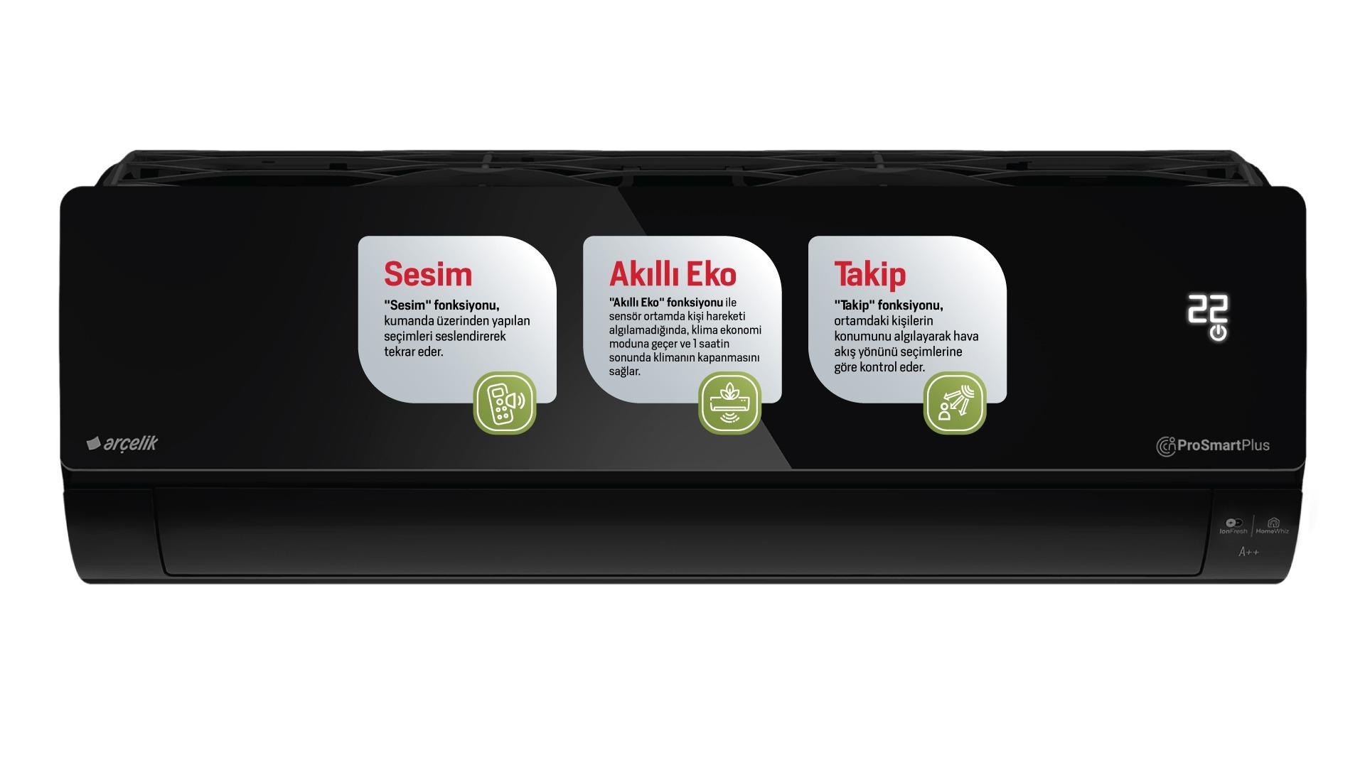 Arçelik 12570 HP Prosmart Plus Black Inverter Klima 12.000 Btu/h Split Klima