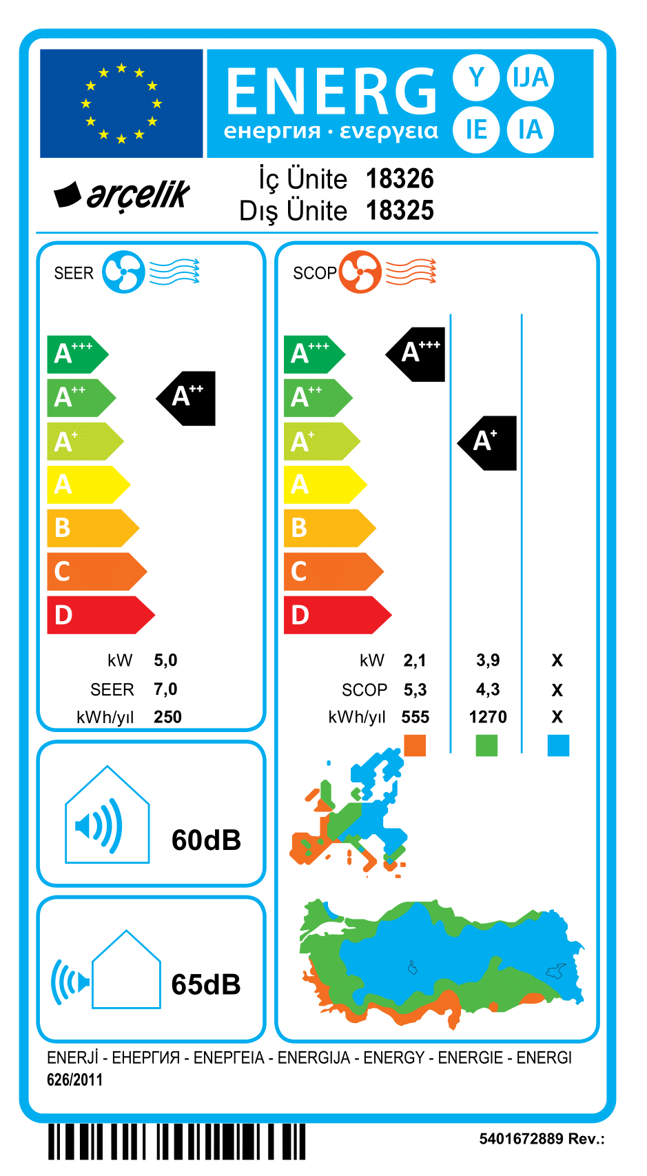 Arçelik 18325 Ekolojik Inverter Klima 18.000 Btu/h Split Klima