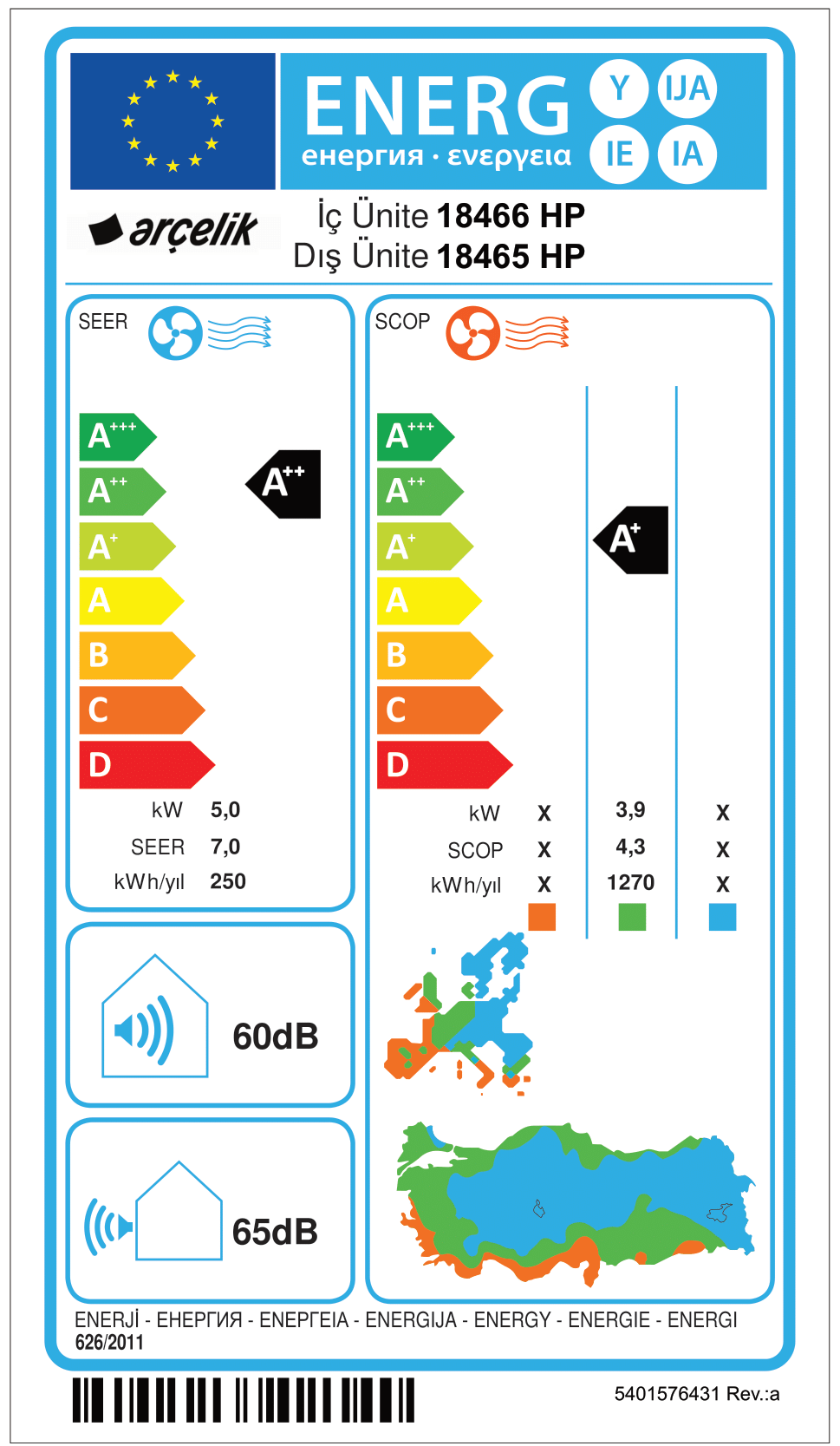 Arçelik 18465 HP Ultra Hijyen Plus Inverter Klima Split Klima