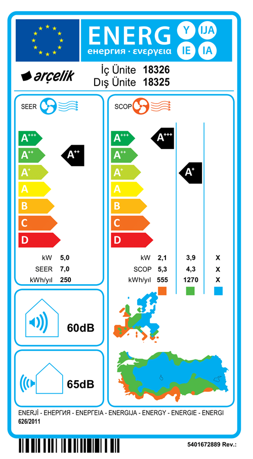 Arçelik 18325 Ekolojik Inverter Klima 18.000 Btu/h Split Klima