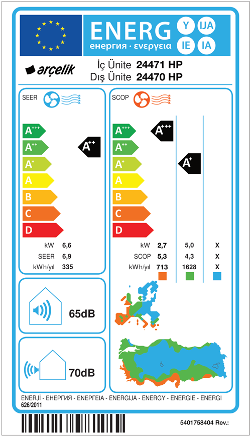 Arçelik 24470 HP Prosmart Silver Inverter Klima 24.000 Btu/h Split Klima