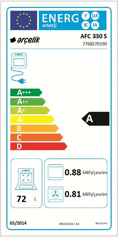 Arçelik AFC 330 S Fibona Serisi Ankastre Standart Fırın