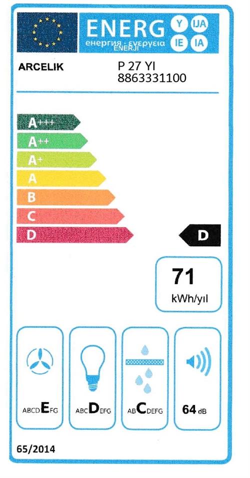Arçelik P 27 YI Ankastre Duvar Tipi Davlumbaz