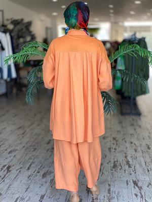 Qupra Modal Oranj Gömlek Pantolon Takım QAT42033