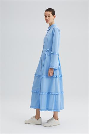 Touche Beli Kuşaklı Mavi Poplin Elbise 23S1T065