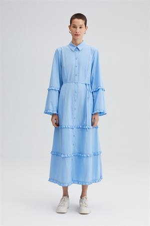 Touche Beli Kuşaklı Mavi Poplin Elbise 23S1T065