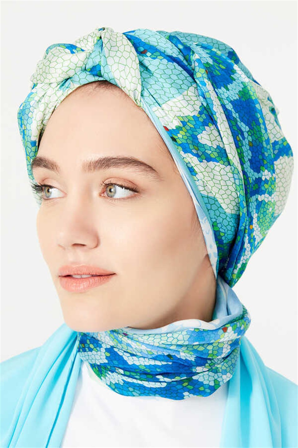İmannoor Mozaik Yeşil İpek Şal | Wom Boutique