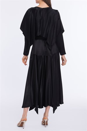 Siyah Saten Abiye Elbise